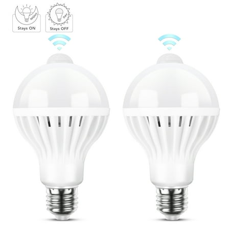 

2pcs E27 Motion Sensor Light TSV 7W LED Light Bulb Auto On Off Night Lights for Home Garden Yard Patio White