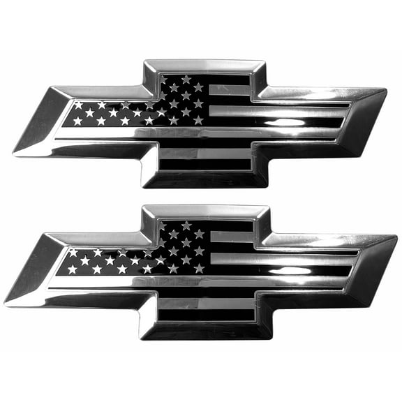 Front & Tailgate Bowtie Overlay Metal Emblem for 2016-2018 Silverado 1500, Chrome/Black)