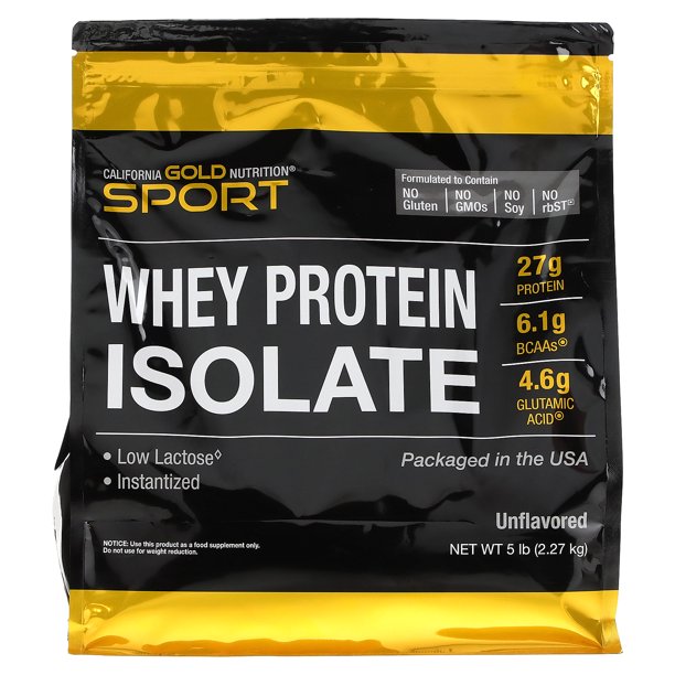 SPORT Whey Protein Isolate, Unflavored, 5 lb, California Gold Nutrition