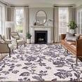 thumbnail image 2 of Farmhouse Purple Large Area Rugs for Bedroom Living Room, Soft Non Slip Carpet Bedside Rug, Vintage Flower Leaf Botanical Plant Rectangular Floor Cover Kitchen Accent Rug 8'x10' for Office, 2 of 9