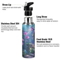 thumbnail image 3 of 600ml Vacuum Insulated Sports Water Bottle with Foldable Straw Stainless Steel Portable Thermos Cup Orchid Forest Scene, 3 of 7