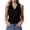 Black, variant on Women's Sleeveless Button Down Shirts Hidden-Button Front Collared Dressy Casual Blouses Loose Office Tank Tops
