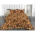 thumbnail image 2 of Ambesonne Citrus Quilted Bedspread Set 3 Pcs, Vintage Mandarin Pattern, Queen, Marigold Forest Green, 2 of 4