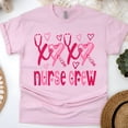 thumbnail image 1 of Nurse Crew T-Shirt with Pink Heart Stethoscope Design, Light Pink, Size S, 1 of 6