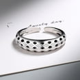 thumbnail image 2 of Black and White Checkerboard Ring Adjustable Open Ring Birthday, Wedding, Fits Sizes 5-11, 2 of 5