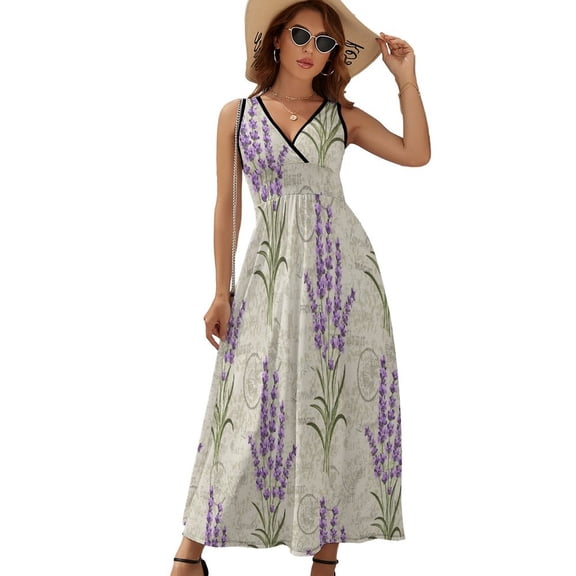 My Daily Lavenders Floral Vintage Sleeveless Dress Dresses Women Summer Evening Dresses Ladies Bohemia Long Dresses