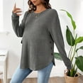 thumbnail image 4 of Fnooota Maternity Long Sleeve Tops, Stretchy Knitted Loose Fit Crew Neck Pregnancy Clothes Gray Size S, 4 of 7
