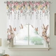 thumbnail image 2 of Easter Rabbits Swag Valances for Windows, Kitchen Window Curtains Over Sink, Watercolor Floral Cute Bunny Plants Spring Window Treatment Curtains for Living Room/Bedroom Curtains 2 Panel Sets 36"x45", 2 of 8