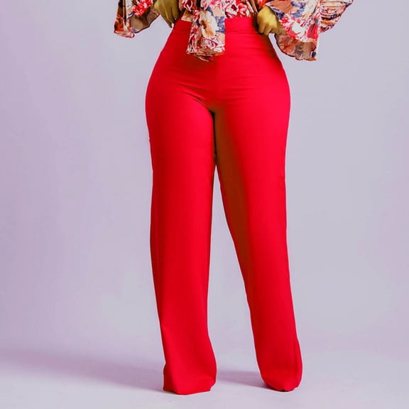 TaTaai Womens High Waist Stretchy Pants Elastic Solid Casual Long Trousers for Daily Wear
