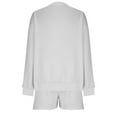 thumbnail image 3 of Enjoytime 2 Piece Lounge Set Women Solid Color Crewneck Long Sleeve Sweatshirt Shorts Outfits Casual Loose Travel Matching Sets White M, 3 of 5