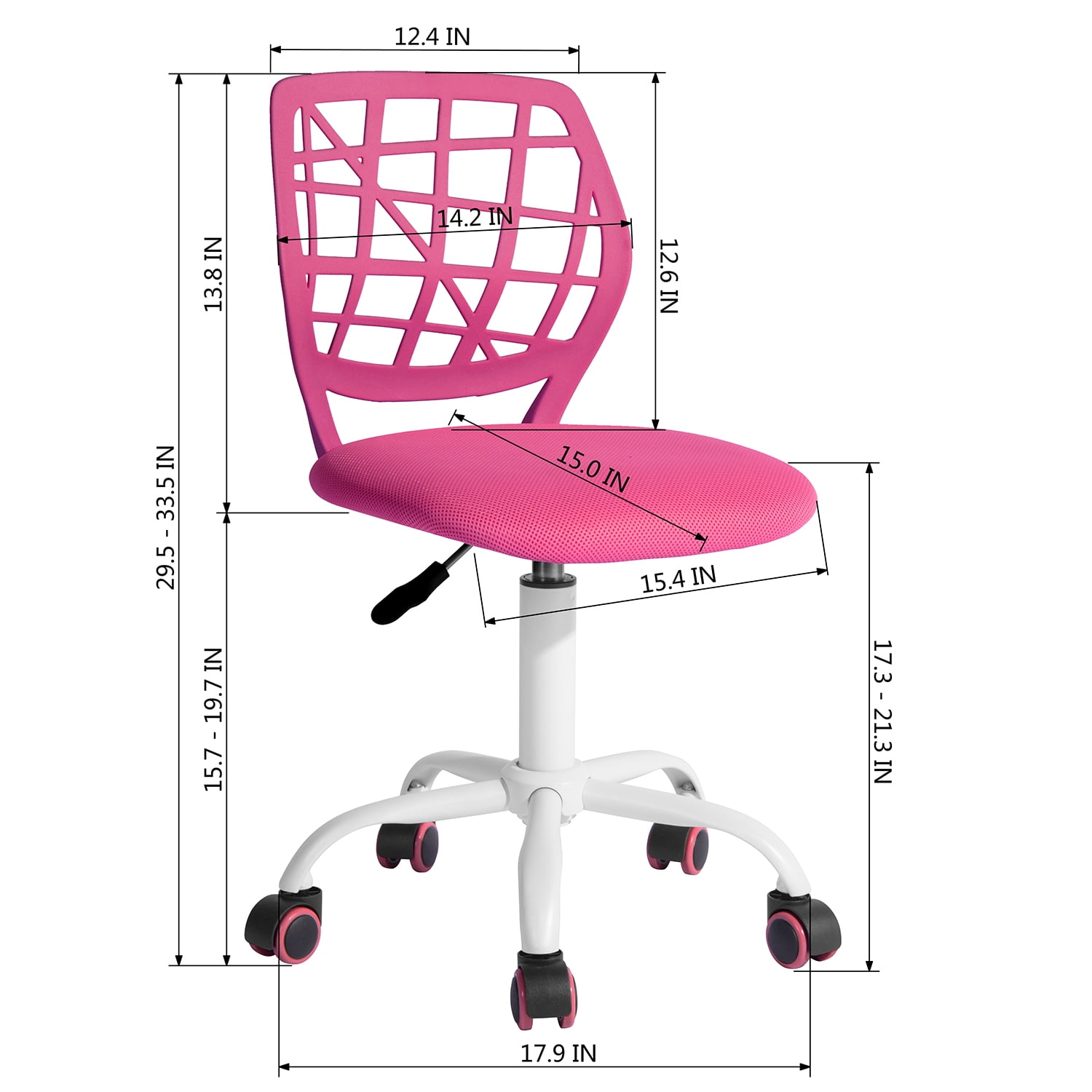 Homy Casa Teen Task Chair, Armless Office Chair Swivel with Soft Cushion for Study Kids Teens Child, Pink