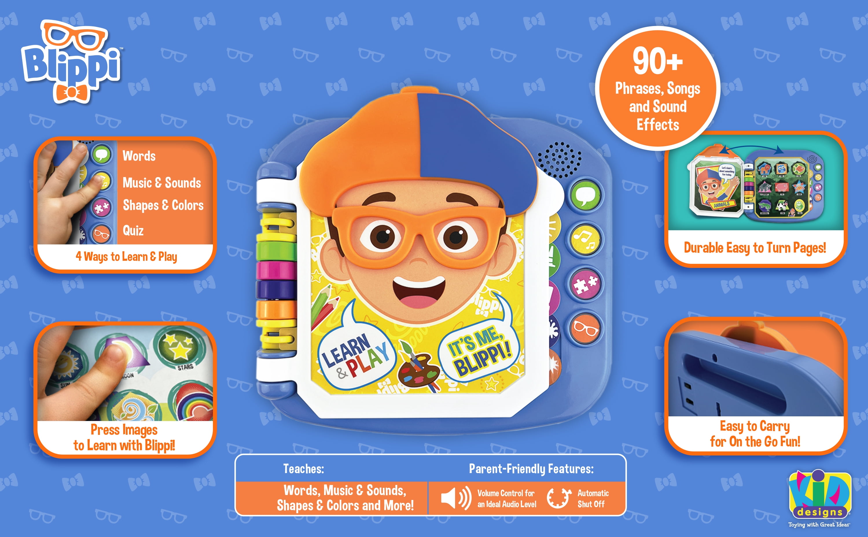 eKids Blippi Book, Toddler Toys with Built-in Preschool Learning Games, Educational Toys for Toddler Activities, Toys and Gifts