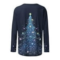 thumbnail image 5 of Festival Saving Christmas Tshirts Women Round Neck Long Sleeve Christmas Tree Print Blouse for Holiday Wear Comfort Fit Shirt Style Top Tees My Items, 5 of 9