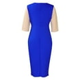 thumbnail image 6 of IROINNID Fall Dress for Women Semi Formal Evenning Party Sheath Dress Long Sleeved Commuting To Work Versatile 5/4 Sleeved Solid Color Matching Buttock Wrap Dress,Blue, 6 of 9