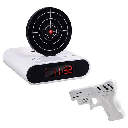 Target Shooting Alarm Clock – Digital Timer with Shooting Game, Voice Recording, LED Display, for Adults – Bedroom or Office Novelty Gift