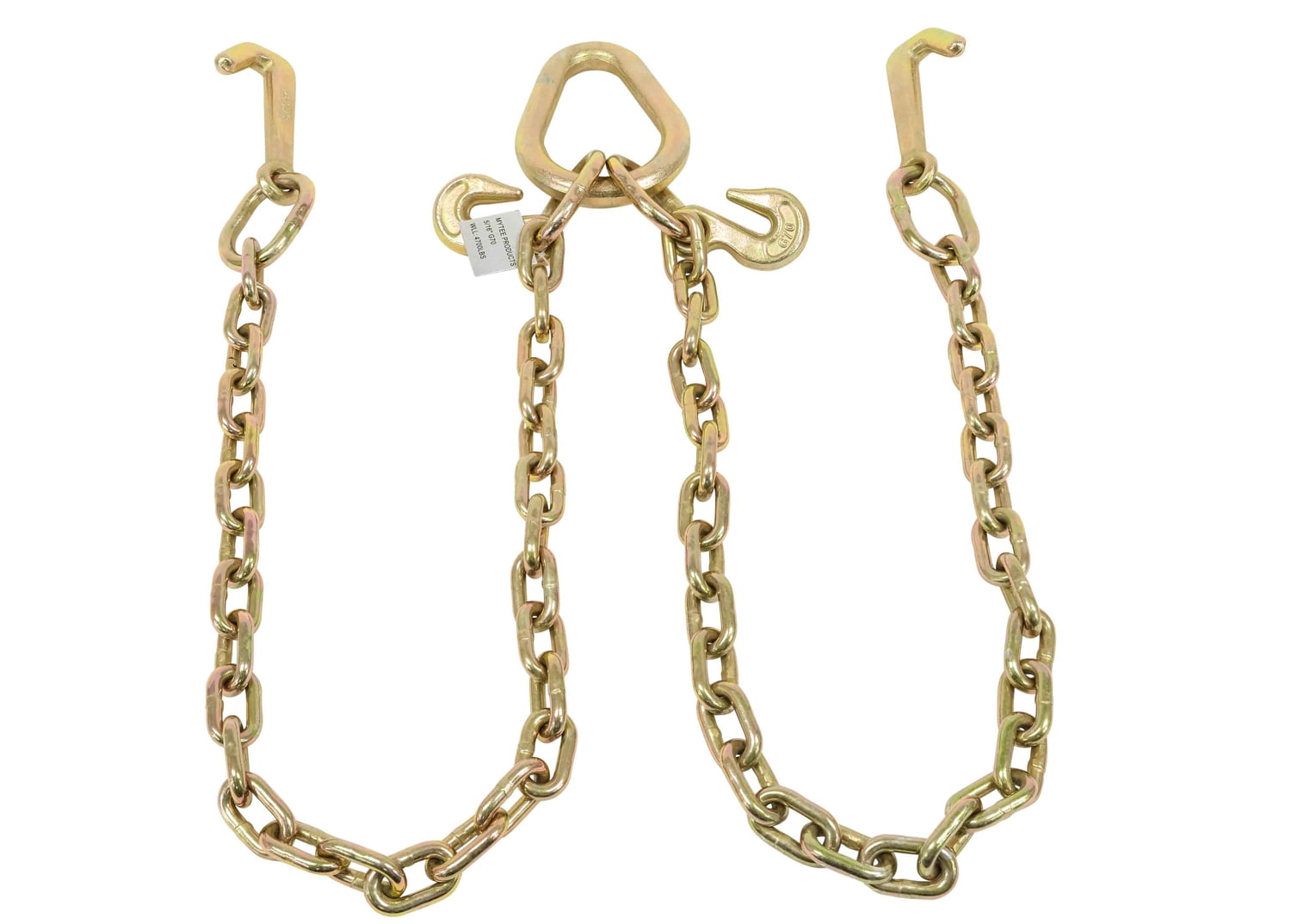 G70 5/16" V-Chain Bridle w/ 4" Mini J Hooks - Grab Hooks at Pear Link - 3ft Legs