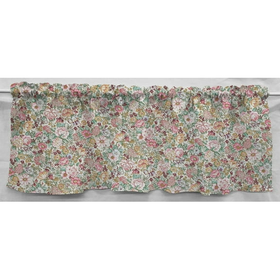 Rose Garden Valance by Penny's Needful Things (One Valance Panel 15 inches Long UNLINED) (Cream)