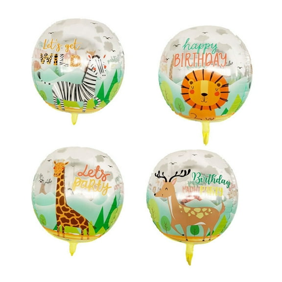 20 Pieces Bobo Balloons Transparent 22in cartoon print 4d Bubble Bobo Balloon for Christmas Wedding Birthday Party Decorations Sika Giraffe Zebra Animal