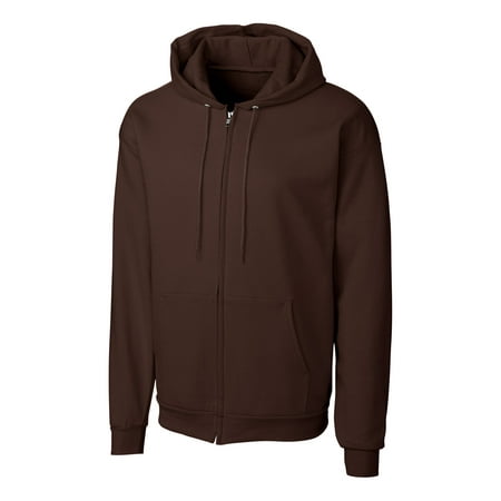 hoodie brown chocolate dark zip fleece clique basics