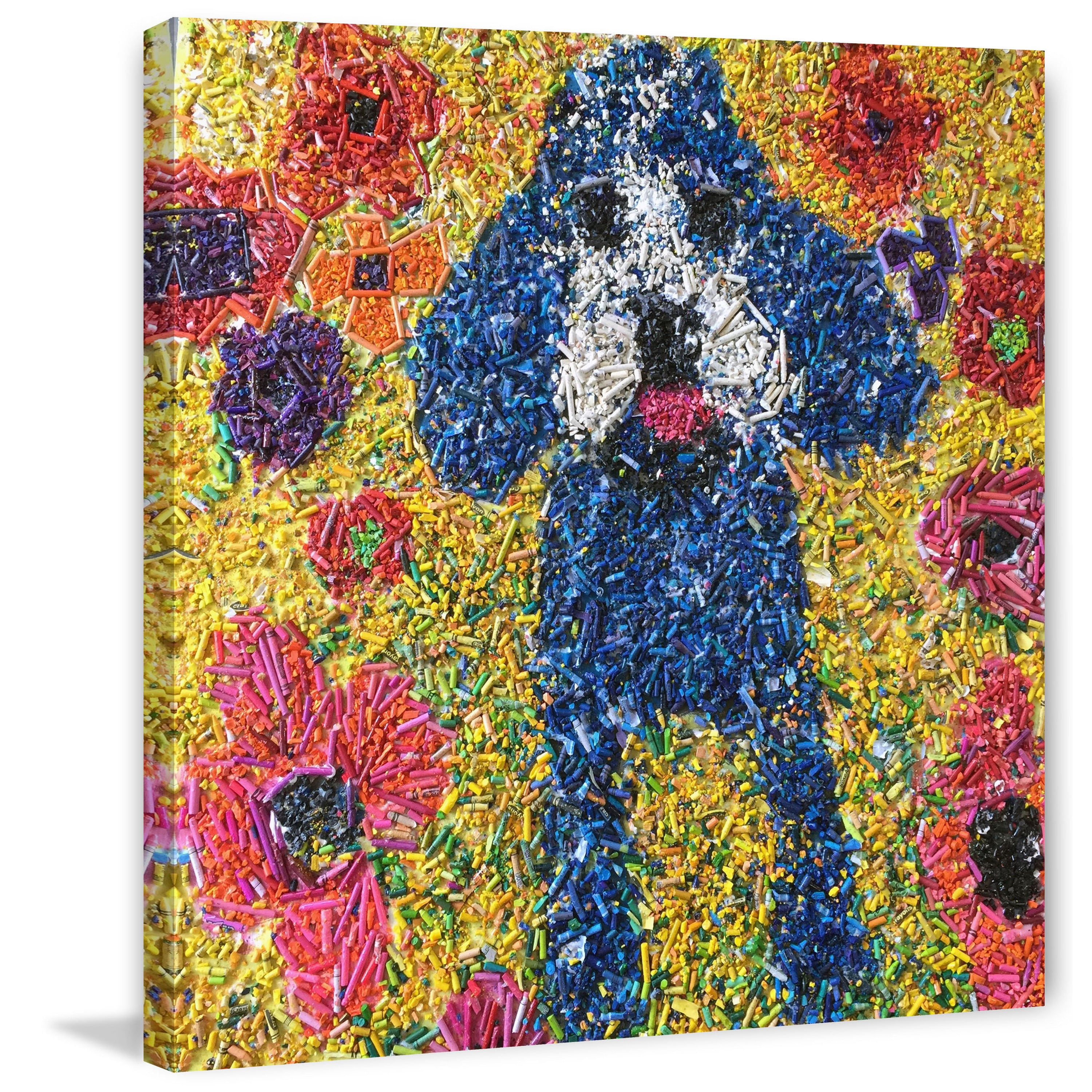 Marmont Hill "Crayon Collage Pup" by Michelle Rivera Painting Print on Wrapped Canvas