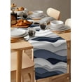 thumbnail image 3 of Navy Blue Ombre Table Runner Modern Geometric Moire Abstract Art Tablerunners 13 x 72 Inch, Table Decorations Tabletop Scarf for Summer Gathering Holiday Farmhouse Kitchen Dining Decor, 3 of 6