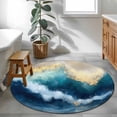 thumbnail image 3 of Round Rugs 3Ft, Teal Blue Ombre Round Area Rug Washable Indoor Throw Carpet, Modern Oil Painting Art Abstract Small Non Slip Circle Rug for Bedroom Living Room Home Decor Aesthetic, 3 of 8