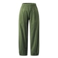 thumbnail image 4 of Cilcicy Women Cotton Linen Elastic Straight Leg Ankle Length Pants, 4 of 6