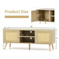 thumbnail image 3 of Gymax Boho TV Stand PE Rattan Media Console Table w/ Cabinets & Open Shelves, 3 of 10