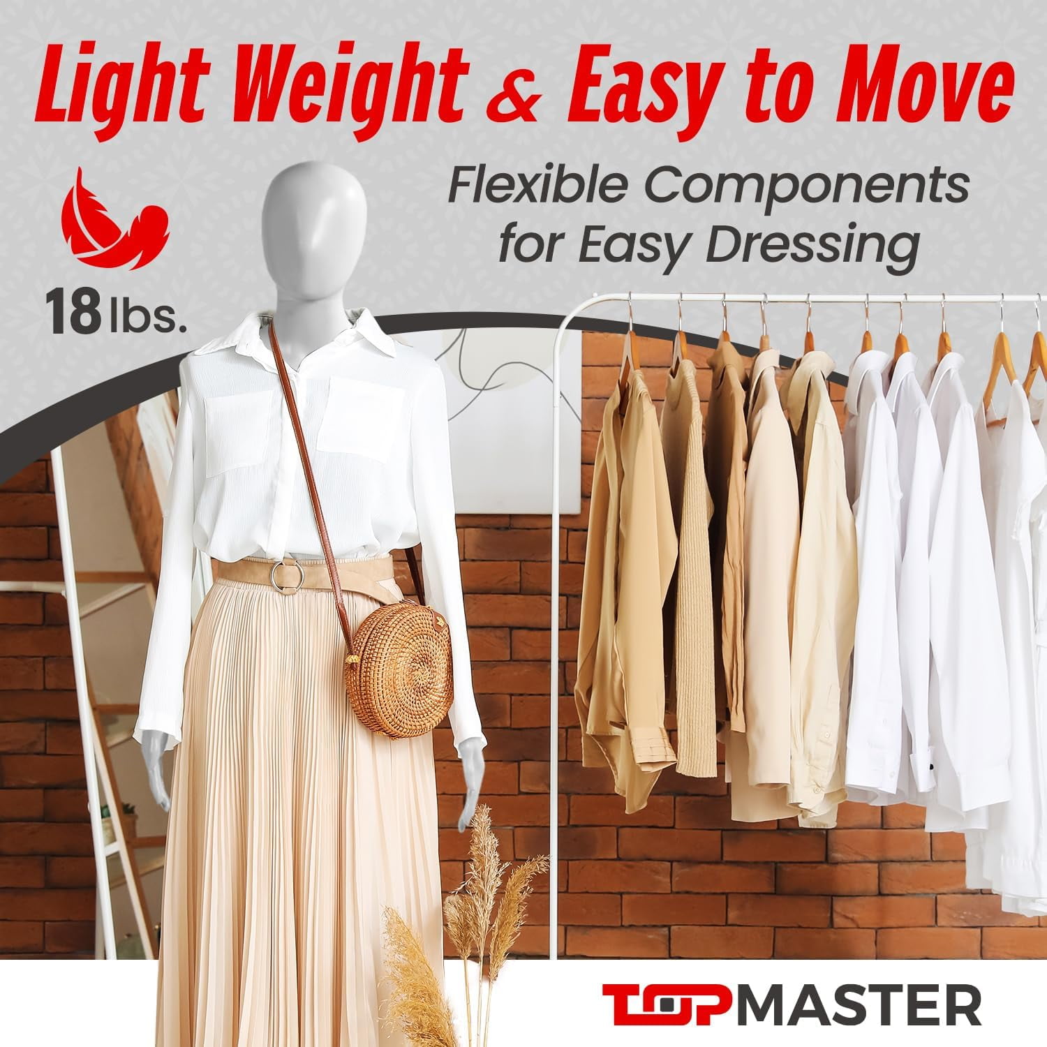 Female Form Mannequin - Versatile 360° Design, Easy Assemble, Full Body Dress Form Female Mannequin with Adjustable Posture, Turnable Head & Flexible Limbs - White