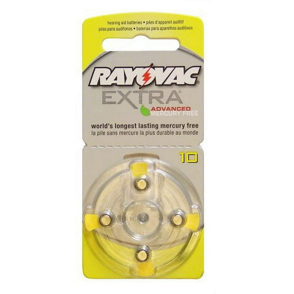 Rayovac Extra Advanced Mercury Free Hearing Aid Batteries Size 10   Battery Holder Keychain Kit (40 Batteries)