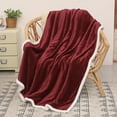 thumbnail image 7 of Catalonia Sherpa Throw Blanket, Super Soft Comfy Micro Fleece Couch Blanket, Reversible Bed Throw TV Blanket, Comfort Caring Gift, Wine Red, 50"" x 60"", 7 of 7