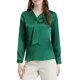 thumbnail image 1 of Camisa de oficina elegante de manga larga con cuello atado para mujer, puños con botón, L Verde oscuro, 1 of 8