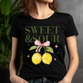 thumbnail image 5 of Sweet & Sour Lemon Shirt | Cute Watercolor Fruit Bow Graphic Tee , White, L, 5 of 6
