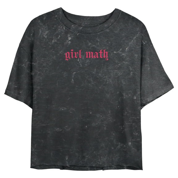 Junior's Lost Gods Girl Math Old English Graphic Crop T-Shirt Black 2X Large