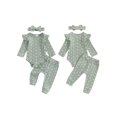 thumbnail image 2 of Gupgi Infant Girl Fall Outfits Baby Floral Print Crew Neck Long Sleeve Ribbed Romper Long Pants Headband 3Pcs Clothes Set, 2 of 9