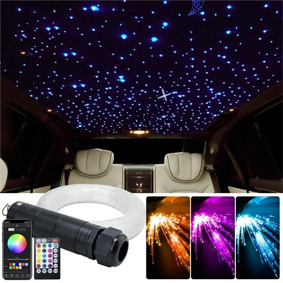 150~300pcs DC12V 6W RGBW Car Roof Star Lights APP LED Fiber Optic Star Ceiling Light Kits For Starry Sky Optical Fiber Lighting ,Safe to Use