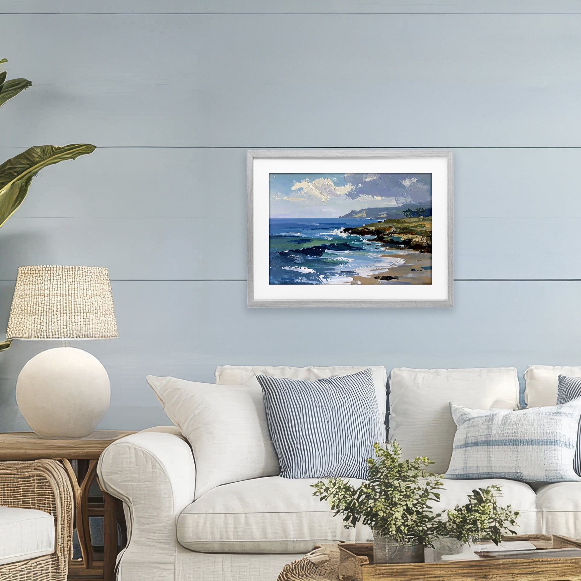 Stupell Industries Sky To Sea Impression Gray Framed Print Under Glass, design by Alonza Saunders