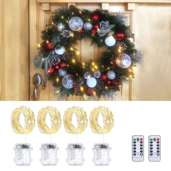 GFLAI 4 Packs Fairy Lights Battery Operated, 16 FT 50LEDs Warm White Fairy Lights with Remote Twinkle Lights Battery Operated with Timer Indoor String Lights for Garden Party Home Decor