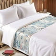 thumbnail image 4 of Bed Runner Scarf for Cal.King Size Bed, Coastal Starfish Beds Scarf Throws for Foot of Bedding, Blue Nautical Coral Seashell Wooden Decorative Beds Runners for Bedroom Guestroom, 102"x20", 4 of 8