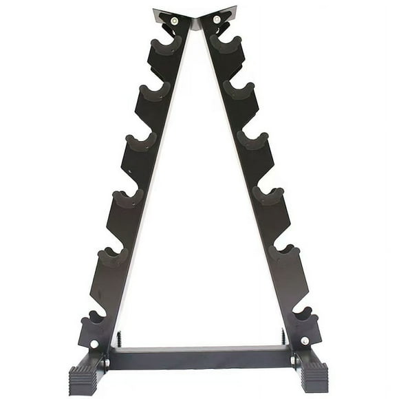 Gaderth 6 Tier A-Frame Dumbbell Rack, Heavy Duty Steel Dumbbell Stand for 6 Pairs, Adjustable Slot Spacing Weight Storage Organizer for Hex and Round Dumbbells, Home Gym Rack, Black
