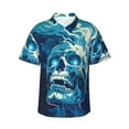 thumbnail image 1 of Fotbe Abstract Blue Skull Camisa Hawaiana para Hombre Unisex – Camisa Casual de Verano con Botones de Manga Corta de Algodón y Lino,X-Large, 1 of 7