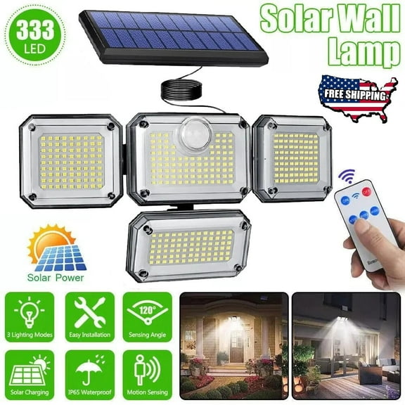3000LM Outdoor Solar Wall Light - 333 LED Waterproof Motion Security Lamp