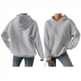 thumbnail image 3 of Sudadera con Capucha para Mujer, A , Cálida, Informal, Holgada, de Gran Tamaño. Gris M, 3 of 7