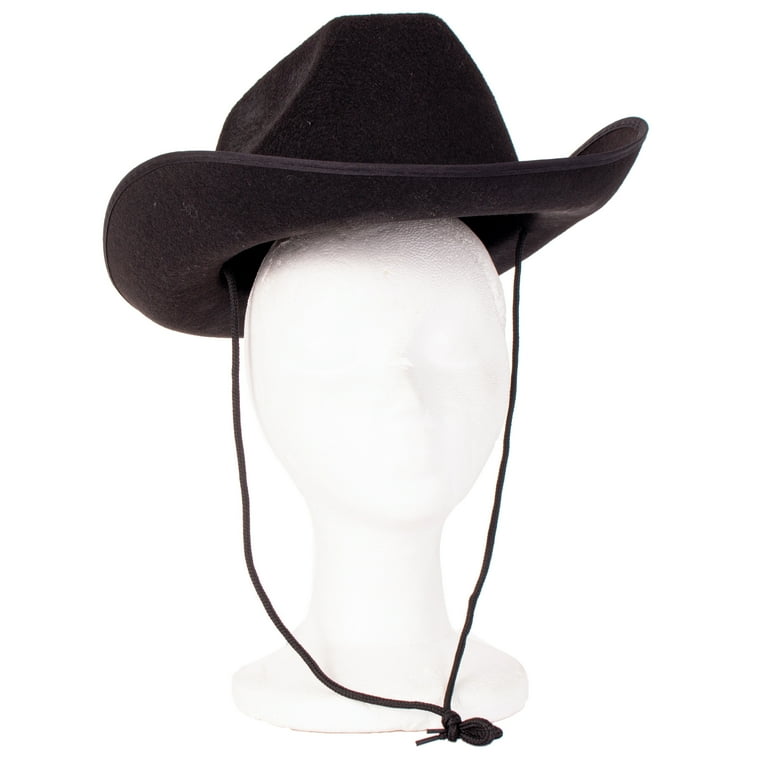 Wild Western Solid Color w Chin Strap Felt Cowboy Cowboy Hat