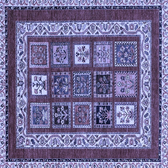Ahgly Company Machine Washable Indoor Square Abstract Blue Modern Area Rugs, 8' Square