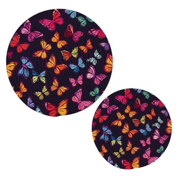 Butterflies Seamless Pot Holders Set Trivets Hot Pads Cotton Mats for Cooking