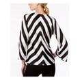 thumbnail image 2 of INC $70 Womens New 1131 Black Striped Wide Sleeve V Neck Casual Top M B+B, 2 of 2