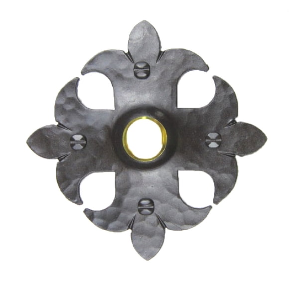 D1 style Espagnol fleur de lis Croix Martelée Housse de Sonnette en Fer Forgé (Bronze)