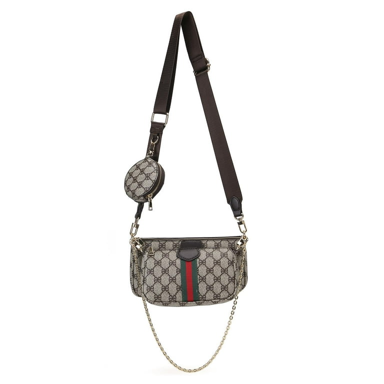 TWENTY FOUR Brown Checkered Multipurpose Crossbody Bag for Women