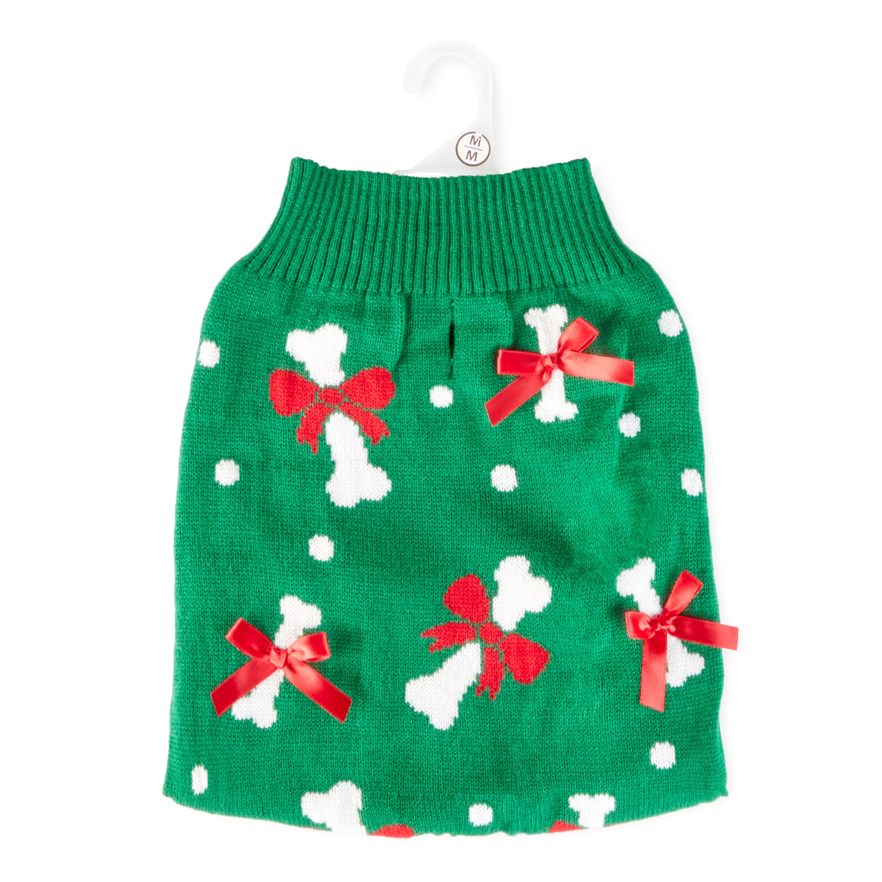 Vibrant Life, Holiday Dog Clothes, Bone Dog or Cat Sweater, Green, XXS